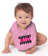 Cutest Big Sister Infant Baby Bib-Direct To Garment Print-Brisco Baby