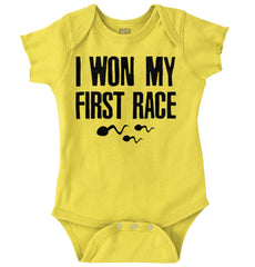 Won The Race Romper Bodysuit-Direct To Garment Print-Brisco Baby