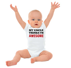 Uncle Thinks I'm Awesome Romper Bodysuit-Direct To Garment Print-Brisco Baby