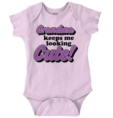 Grandma Keeps Me Cute Romper Bodysuit-Direct To Garment Print-Brisco Baby