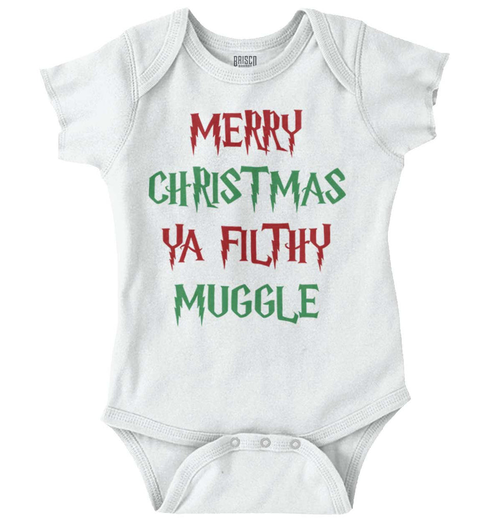Merry Christmas Muggle Romper Bodysuit-Direct To Garment Print-Brisco Baby