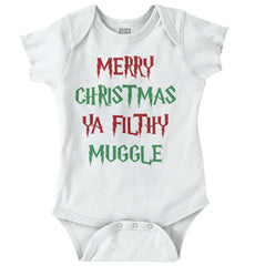 Merry Christmas Muggle Romper Bodysuit-Direct To Garment Print-Brisco Baby