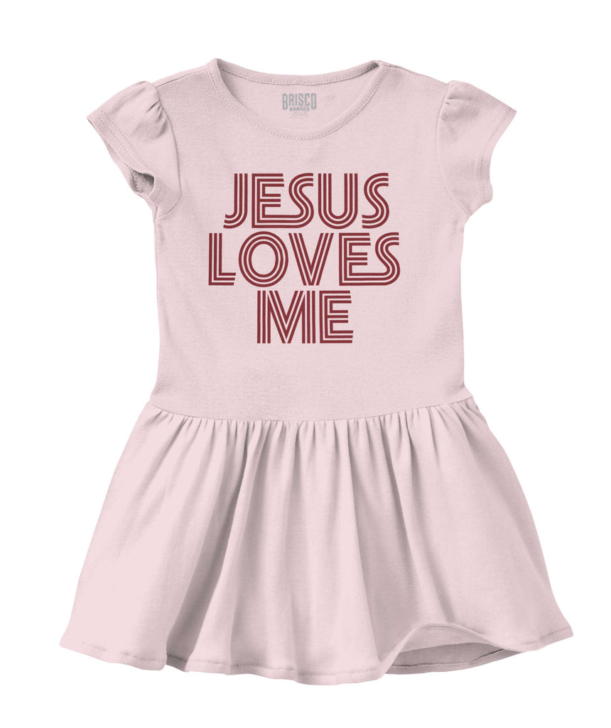 Christ Loves Me Solid Baby Infant Dress-Direct To Garment Print-Brisco Baby