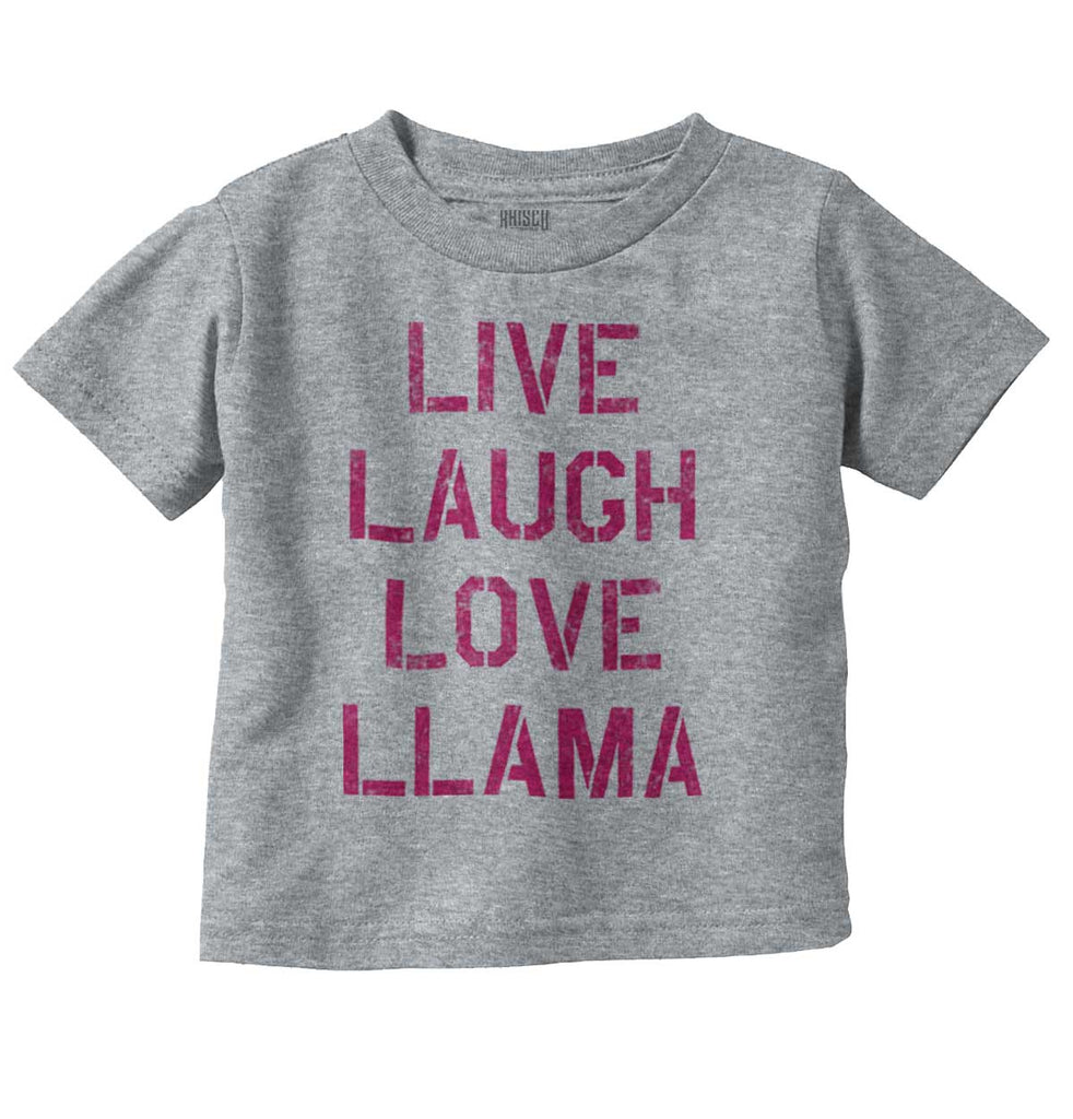 Live Laugh Llama Infant Toddler T Shirt-Direct To Garment Print-Brisco Baby