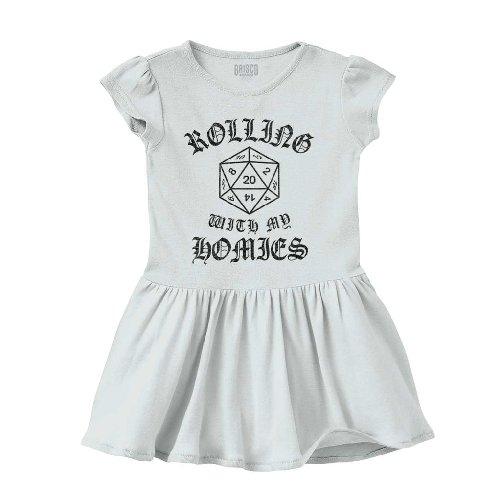 Rolling With My Homies Dungeons Solid Baby Infant Dress-Direct To Garment Print-Brisco Baby