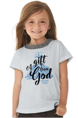Gift From God Toddler Ruffled Trim T-Shirt-Direct To Garment Print-Brisco Baby