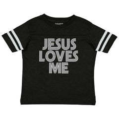 Christ Loves Me Toddler Football Jersey Tee-Direct To Garment Print-Brisco Baby
