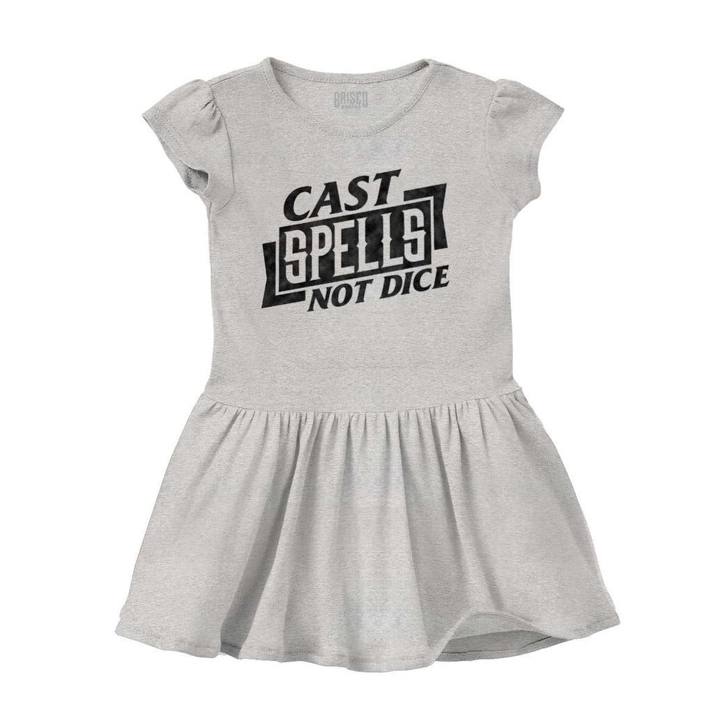 Cast Spells Not Dice Dungeons Solid Baby Infant Dress-Direct To Garment Print-Brisco Baby