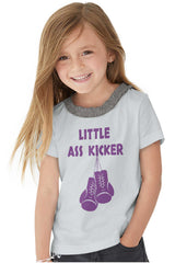Little Ass Kicker Toddler Ruffled Trim T-Shirt-Direct To Garment Print-Brisco Baby