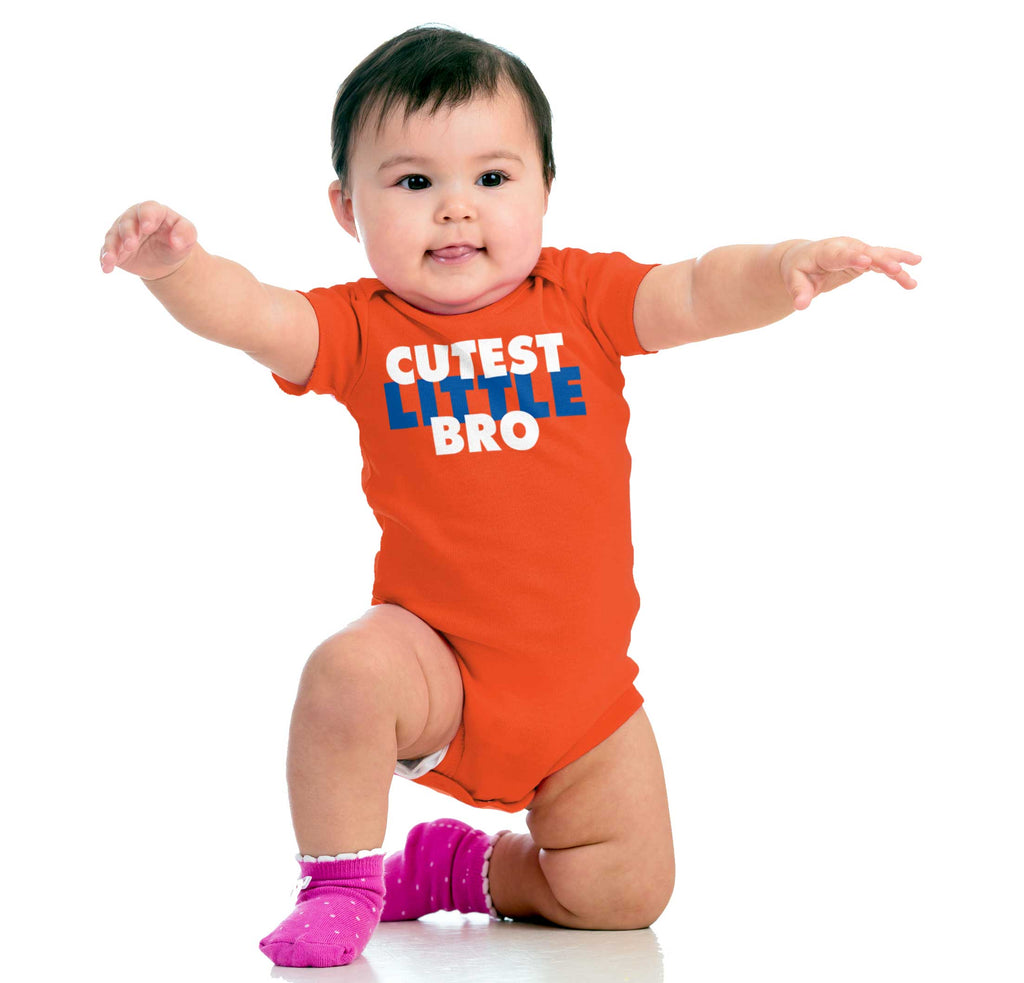 Cutest Little Bro Romper Bodysuit-Direct To Garment Print-Brisco Baby