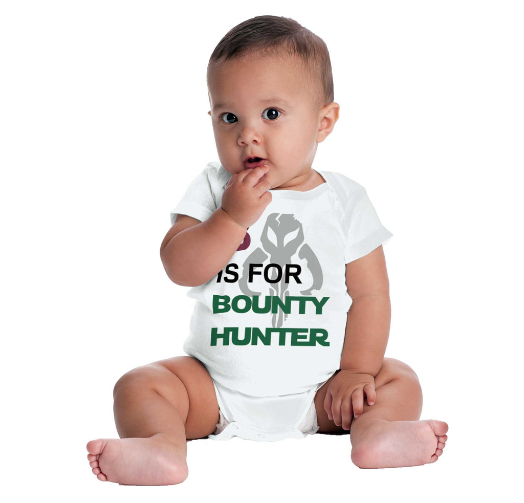 B Is For Bounty Hunter Romper Bodysuit-Direct To Garment Print-Brisco Baby