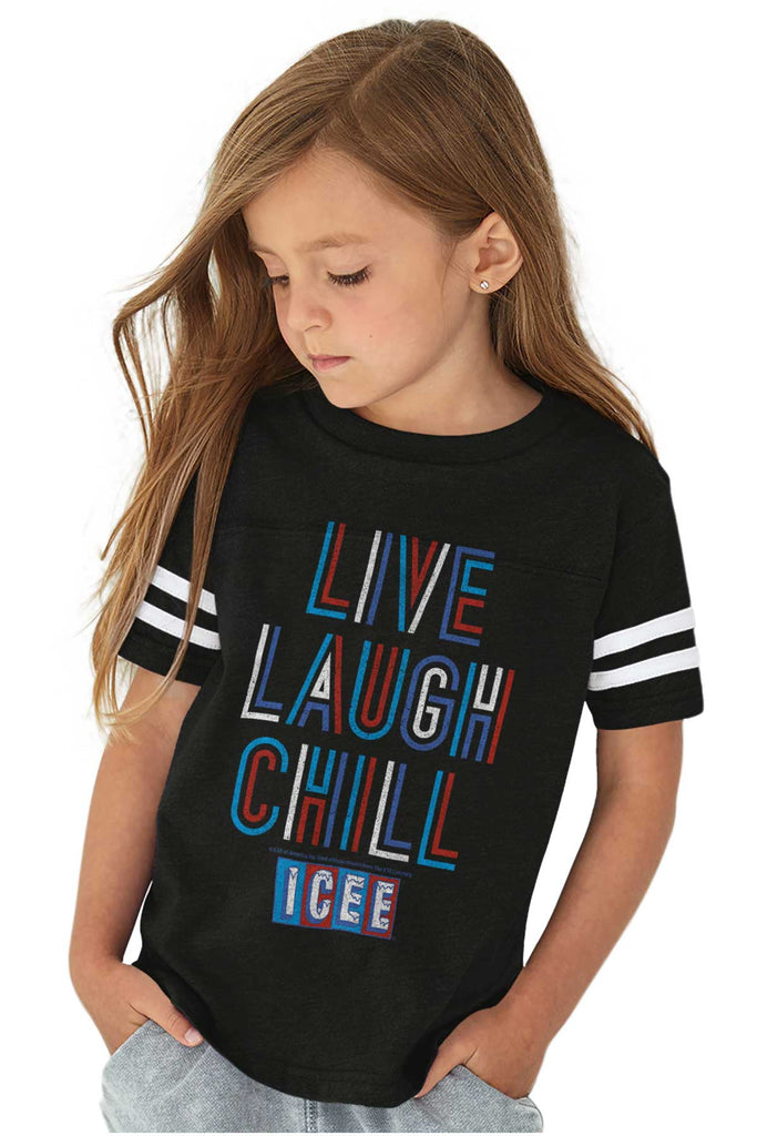 Live Laugh Chill Toddler Football Jersey Tee-Direct To Garment Print-Brisco Baby