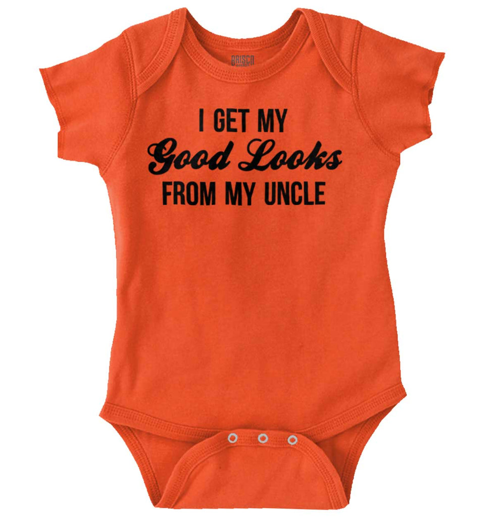 Good Looks From Uncle Romper Bodysuit-Direct To Garment Print-Brisco Baby