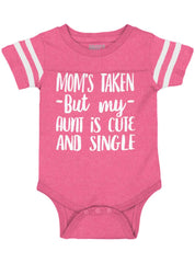 Aunt is Single Football Romper Bodysuit-Direct To Garment Print-Brisco Baby