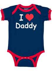 I Heart Daddy Baby Ruffled Trim Romper-Direct To Garment Print-Brisco Baby