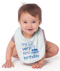 Very First Birthday Infant Baby Bib-Direct To Garment Print-Brisco Baby