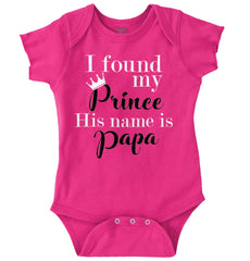 Found My Prince Name Is Papa Romper Bodysuit-Direct To Garment Print-Brisco Baby