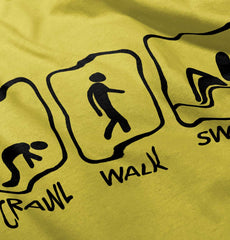 Crawl Walk Swim Romper Bodysuit-Direct To Garment Print-Brisco Baby