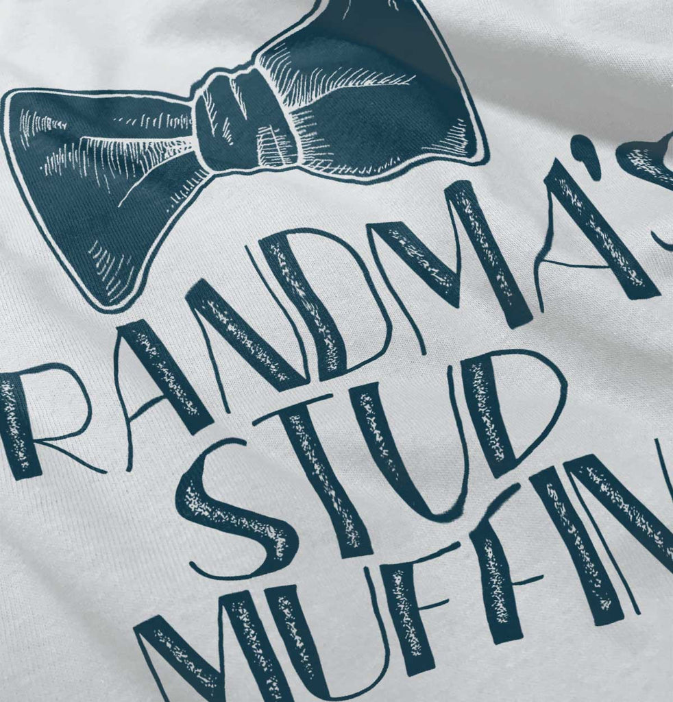 Grandma's Stud Muffin Infant Baby Bib-Direct To Garment Print-Brisco Baby