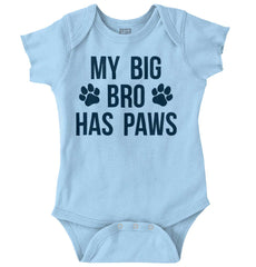 My Big Bro Has Paws Romper Bodysuit-Direct To Garment Print-Brisco Baby