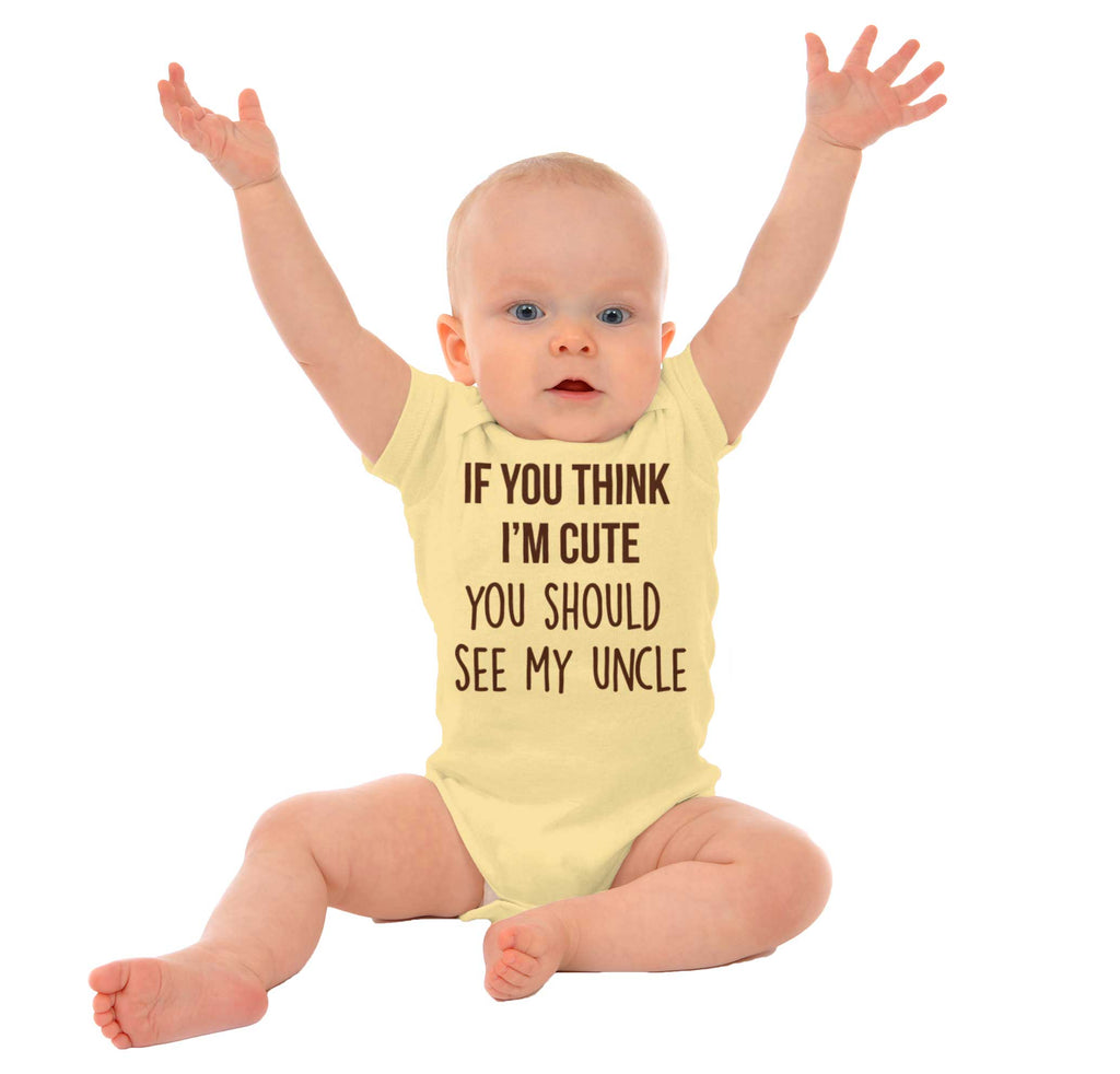Think I'm Cute See My Uncle Romper Bodysuit-Direct To Garment Print-Brisco Baby